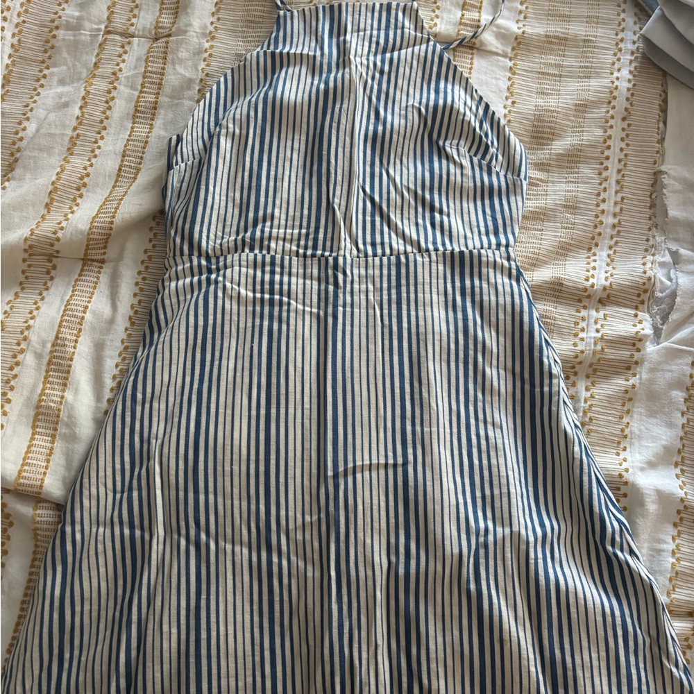Lush Blue and White Striped Mini Dress